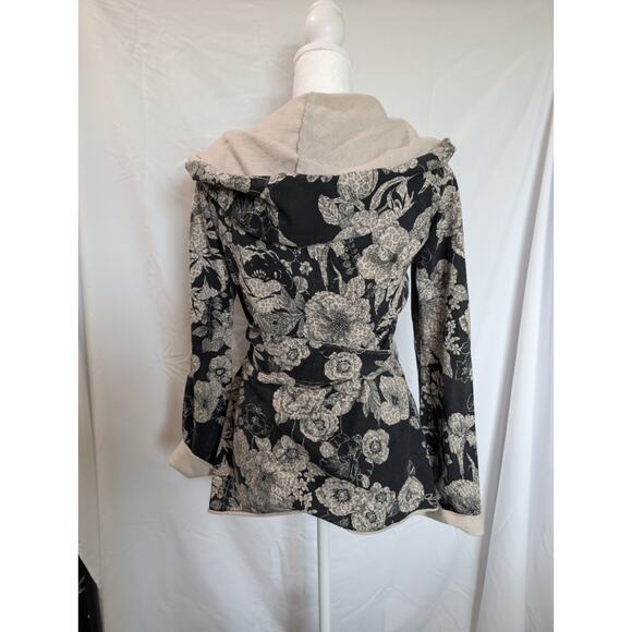 Lucky Brand Women's Small Floral French Terry Wrap Hooded Sweatshirt Cardigan - Picture 5 of 13